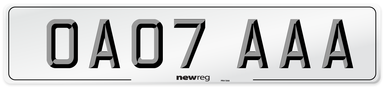 OA07 AAA Number Plate from New Reg